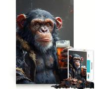 Puzzle de 1000 pièces représentant Un Singe Buvant Une bière Exercice Mental Amusant Pièces précises et sans Couture Un Moyen captivant de Passer Le Temps (50x75cm)