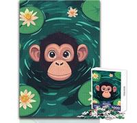 Puzzle de 1000 pièces représentant Un Singe dans Un étang aux nénuphars Idéal pour Les Adolescents,ce Jeu éducatif favorise Le développement de la motricité et constitue Un Cadeau Parfait