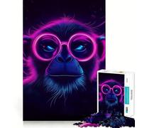 Puzzle de 1000 pièces représentant Un Singe néon, idéal pour Les Adolescents Il renforce la mémoire, soulage Le Stress et Offre Une décoration Murale aux Bords Nets (50x75cm)
