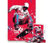 Puzzle de 1000 pièces représentant Un Skateur en Action, idéal pour Les Adolescents Stimule la mémoire, Anti-Stress et Bords Lisses Cadeau de Noël 38x52cm