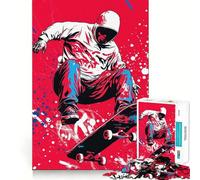 Puzzle de 1000 pièces représentant Un Skateur en Action, idéal pour Les Adolescents Stimule la mémoire, Anti-Stress et Bords Lisses Cadeau de Noël 38x52cm