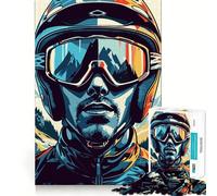 Puzzle de 1000 pièces représentant Un Skieur avec reflet dans la Montagne, idéal pour Les Adolescents Un Cadeau de Noël Amusant et paisible, avec Une découpe précise 38x52cm