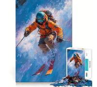 Puzzle de 1000 pièces représentant Un Skieur en Action, idéal pour Les Adolescents Jeu Intelligent, découpe précise, Cadeau de Saison 38x52cm