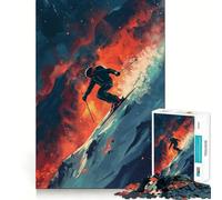 Puzzle de 1000 pièces représentant Un Skieur sautant dans Une Montagne, idéal pour Les Adolescents Jeu de réflexion et Anti-Stress Découpe Nette Liste de souhaits du Père Noël 50x75cm