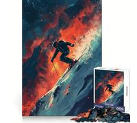 Puzzle de 1000 pièces représentant Un Skieur sautant dans Une Montagne, idéal pour Les Adolescents Jeu de réflexion et Anti-Stress Découpe Nette Liste de souhaits du Père Noël 38x52cm