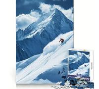 Puzzle de 1000 pièces représentant Un Skieur sur Une Piste de Montagne, idéal pour Les Adolescents Stimule la mémoire, se détend et s'amuse Pièce de Collection aux découpes nettes 38x52cm