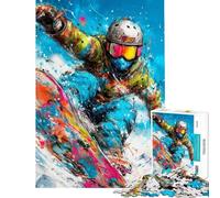 Puzzle de 1000 pièces représentant Un snowboardeur en Pleine Action Puzzle pour Adultes défi et difficulté à Assembler à la Main Idéal comme Cadeau (Taille 38x26cm)