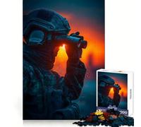 Puzzle de 1000 pièces représentant Un Soldat aux Jumelles au Coucher du Soleil, idéal pour Les Adolescents Un Jeu d'exercice Mental apaisant et Un Cadeau précieux Assembler (38x26cm)