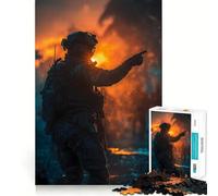 Puzzle de 1000 pièces représentant Un Soldat pointant du Doigt sur Un Champ de Bataille enflammé, idéal pour Les Adolescents Découpe Lisse et élégante Cadeau Parfait (38x52cm)