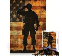 Puzzle de 1000 pièces représentant Un Soldat saluant Le Drapeau, idéal pour Les Adolescents Jeu de logique et de réflexion Découpe Parfaite Liste de souhaits du Père Noël (50x75cm)
