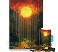 Puzzle de 1000 pièces représentant Un Soleil ruisselant sur Une forêt Mystique et Une rivière idéal pour Les Adolescents Jeu de logique Passe-Temps à la Maison découpe précise Cadeau de fête 38x52cm