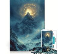 Puzzle de 1000 pièces représentant Un Sommet montagneux Mystique illuminé d'or, idéal pour Adultes Jeu intellectuel apaisant et décoratif Mural de qualité (50x75cm)