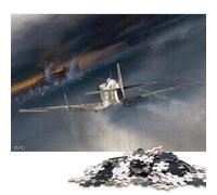 Puzzle de 1000 pièces représentant Un Spitfire en Plein bombardement de la RAF, en Bois, pour Adultes et Amateurs de Puzzles (75 x 50 cm).