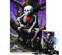 Puzzle de 1000 pièces représentant Un Squelette avec Un cœur dans Une forêt enchantée, pour Adultes Jeu de réflexion et de détente Décoration Murale aux Lignes épurées 50x75cm