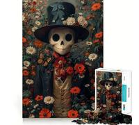Puzzle de 1000 pièces représentant Un Squelette dans des Roses, idéal pour Les Adolescents Jeu de logique Fine, Passe-Temps Calme, pièce de Collection aux Bords Nets 38x52cm