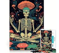 Puzzle de 1000 pièces représentant Un Squelette dans Une forêt de Champignons, idéal pour Les Adolescents Stimule la mémoire, se détend et s'amuse Pièce de Collection aux découpes nettes 38x52cm