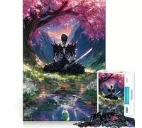 Puzzle de 1000 pièces représentant Un Squelette de samouraï en méditation sous Un Cerisier, pour Adultes Jeu de logique Fine, Loisirs et Objets de Collection aux Bords Nets (38x26cm)
