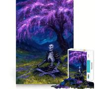 Puzzle de 1000 pièces représentant un squelette de samouraï sous un cerisier en fleurs (38x26cm) Idéal pour les adolescents Stimule la mémoire, apaise et évasion Motif à assembler Surprise chaleureuse
