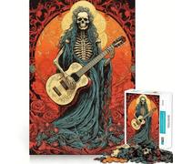 Puzzle de 1000 pièces représentant Un Squelette Jouant de la Guitare, idéal pour Les Adolescents amélioration de la mémoire, détente et Divertissement Pièce de Collection aux découpes nettes 38x52cm