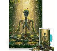 Puzzle de 1000 pièces représentant Un Squelette méditant dans la forêt, idéal pour Les Adolescents Jeu Intelligent, découpe précise, Cadeau de Saison 50x75cm