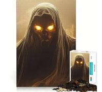 Puzzle de 1000 pièces représentant Un Squelette Spectral aux Yeux Brillants, idéal pour Les Adolescents Un Jeu Stimulant pour la Maison, Un Cadeau Original et touchant 38x26cm