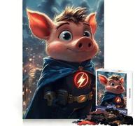 Puzzle de 1000 pièces représentant Un Super-héros Cochon dans Un Paysage Urbain, idéal pour Les Adolescents Jeu de logique mentale, d'évasion et de Calme Objet de Collection aux Bords Fins (38x52cm)
