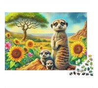 Puzzle de 1000 pièces représentant Un Suricate,mammifère du désert d'acacia.Carton Robuste et Anti-poussière.Les Voyages,Les séjours à la Maison ou Famille,Adolescents,passionnés.Dimensions:38x26cm.