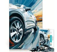 Puzzle de 1000 pièces représentant Un SUV argenté en Pleine Vitesse, idéal pour Les Adolescents Jeu de logique Simple et Amusant, découpe Parfaite, Cadeau d'anniversaire 50x75cm