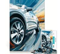 Puzzle de 1000 pièces représentant Un SUV argenté en Pleine Vitesse, idéal pour Les Adolescents Un Casse-tête Relaxant et Amusant à Assembler, Un Joli Cadeau 38x52cm