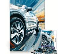 Puzzle de 1000 pièces représentant Un SUV argenté en Pleine Vitesse, idéal pour Les Adolescents Un Casse-tête Relaxant et Amusant à Assembler, Un Joli Cadeau 38x52cm