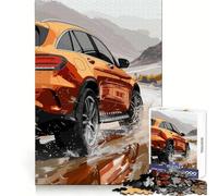 Puzzle de 1000 pièces représentant Un SUV Orange Roulant sur Un Chemin de Terre, idéal pour Adultes Un Jeu d'éveil cérébral Relaxant et Amusant, Parfait comme Cadeau de Noël (50x75cm)