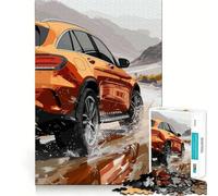 Puzzle de 1000 pièces représentant Un SUV Orange Roulant sur Un Chemin de Terre, idéal pour Adultes Un Jeu d'éveil cérébral Relaxant et Amusant, Parfait comme Cadeau de Noël (50x75cm)