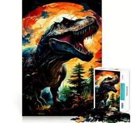 Puzzle de 1000 pièces représentant Un T-Rex Rugissant dans Une Jungle colorée pour Adultes Améliore la mémoire, détend l'esprit et constitue Une pièce de Collection aux Bords Nets (50x75cm)