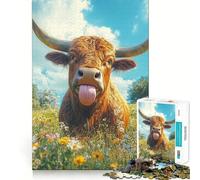 Puzzle de 1000 pièces représentant Un Taureau Joueur dans Un pré, idéal pour Les Adolescents Jeu de logique, Jeu de Groupe, découpe de précision, Cadeau attentionné (38x26cm)