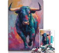 Puzzle de 1000 pièces représentant Un Taureau Peint à l'huile, idéal pour Les Adolescents Stimule Le Cerveau grâce à des Jouets addictifs Qui stimulent la Patience Une œuvre d'art de 38x26cm