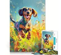 Puzzle de 1000 pièces représentant Un Teckel Joueur pour Adultes Renforce la mémoire Loisirs Amusant Qualité supérieure Cadeau élégant (38x52cm)