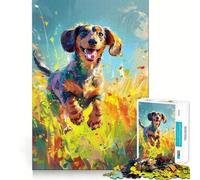 Puzzle de 1000 pièces représentant Un Teckel Joueur pour Adultes, Un Jeu de réflexion et de Joie en Famille, Une découpe de précision, Un Joli Cadeau (50x75cm)