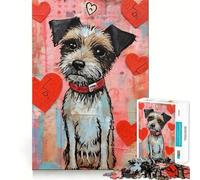 Puzzle de 1000 pièces représentant Un Terrier et des cœurs pour la Saint-Valentin, idéal pour Les Adolescents Stimule la mémoire, Passe-Temps et Joli Cadeau 38x26cm