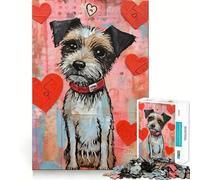 Puzzle de 1000 pièces représentant Un Terrier et des cœurs pour la Saint-Valentin idéal pour Les Adultes Jeu de logique et de réflexion pour se détendre et se ressourcer Découpe précise