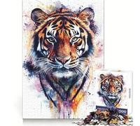 Puzzle de 1000 pièces représentant Un Tigre à l'aquarelle, idéal pour Adultes Développe la Concentration et Le Plaisir de Passer Un Bon Moment (38x26cm)