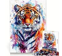 Puzzle de 1000 pièces représentant Un Tigre à l'aquarelle, idéal pour Adultes Développe la Concentration et Le Plaisir de Passer Un Bon Moment (38x26cm)