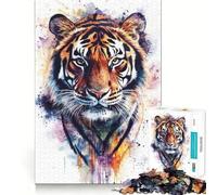 Puzzle de 1000 pièces représentant Un Tigre à l'aquarelle,idéal pour Les Adolescents Un Jeu de mémoire Amusant et Relaxant à Partager en intérieur (50x75cm)