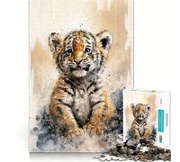 Puzzle de 1000 pièces représentant Un Tigre à l'eau, idéal pour Les Adolescents Jeu de logique Robuste, Anti-Stress, Bords Transparents, Cadeau Classique 38x26cm