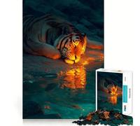 Puzzle de 1000 pièces représentant Un Tigre au Bord de l'eau, idéal pour Les Adolescents Décoration Murale apaisante et ludique aux découpes nettes (38x52cm)