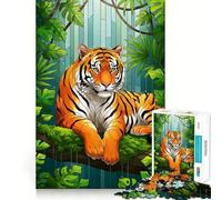 Puzzle de 1000 pièces représentant un tigre au repos dans la jungle idéal pour les adultes Ce puzzle de 1000 pièces à assembler et à collectionner est parfait pour développer la mémoire et se détendre