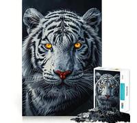 Puzzle de 1000 pièces représentant Un Tigre Blanc Jeu de réflexion Assemblage Stable Pièces Qui ne bougent Pas Passe-Temps agréable pour Les Longs Week-Ends (38x52cm)