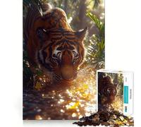 Puzzle de 1000 pièces représentant Un Tigre Buvant de l'eau dans la Jungle, idéal pour Les Adolescents Jeu de réflexion Amusant et décontracté, à Assembler avec Style Cadeau élégant 38x52cm