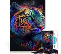 Puzzle de 1000 pièces représentant Un Tigre coloré, idéal pour Les Adolescents et Parfait pour stimuler Leur Esprit, Partager Un Moment de complicité et Collectionner des œuvres d'art 38x26cm