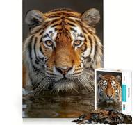 Puzzle de 1000 pièces représentant Un Tigre dans l'eau en Gros Plan, idéal pour Les Adolescents Jouet Mental Anti-anxiété, découpe de qualité supérieure, Cadeau élégant 50x75cm