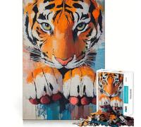 Puzzle de 1000 pièces représentant Un Tigre en Gros Plan, idéal pour Les Adultes Jeu d'exercice Mental, Anti-Stress, Design élégant à Assembler Cadeau Parfait 38x26cm